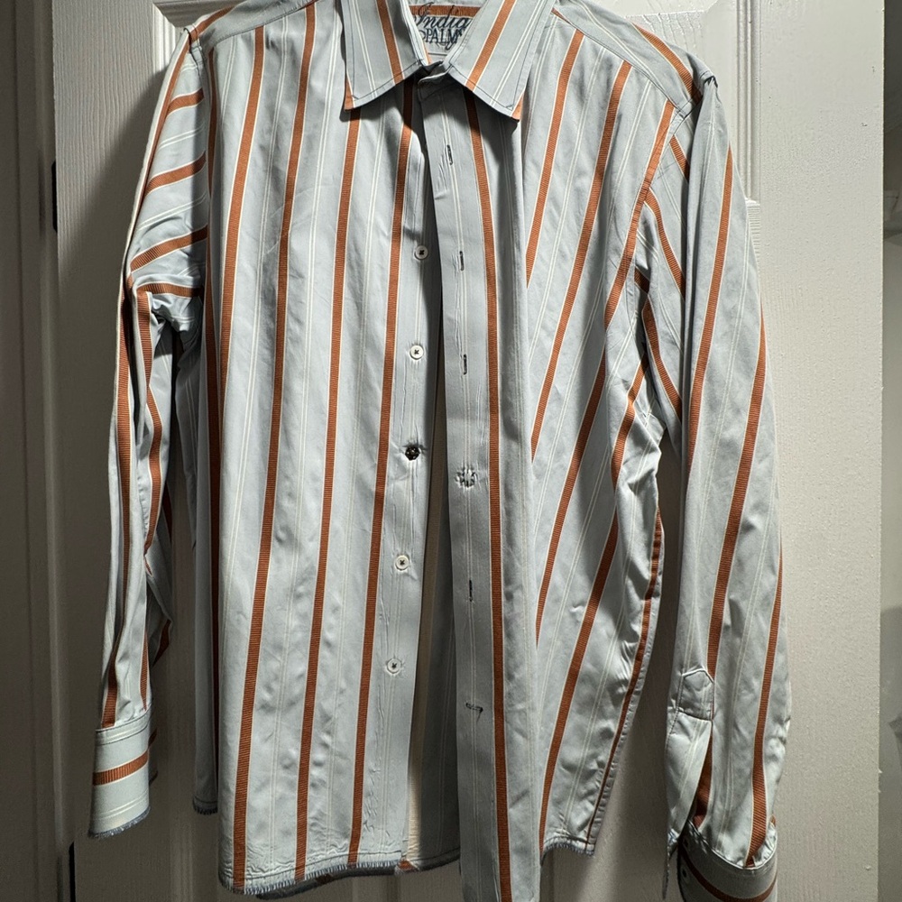 Tommy Bahama White and Orange Striped Men's Shirt